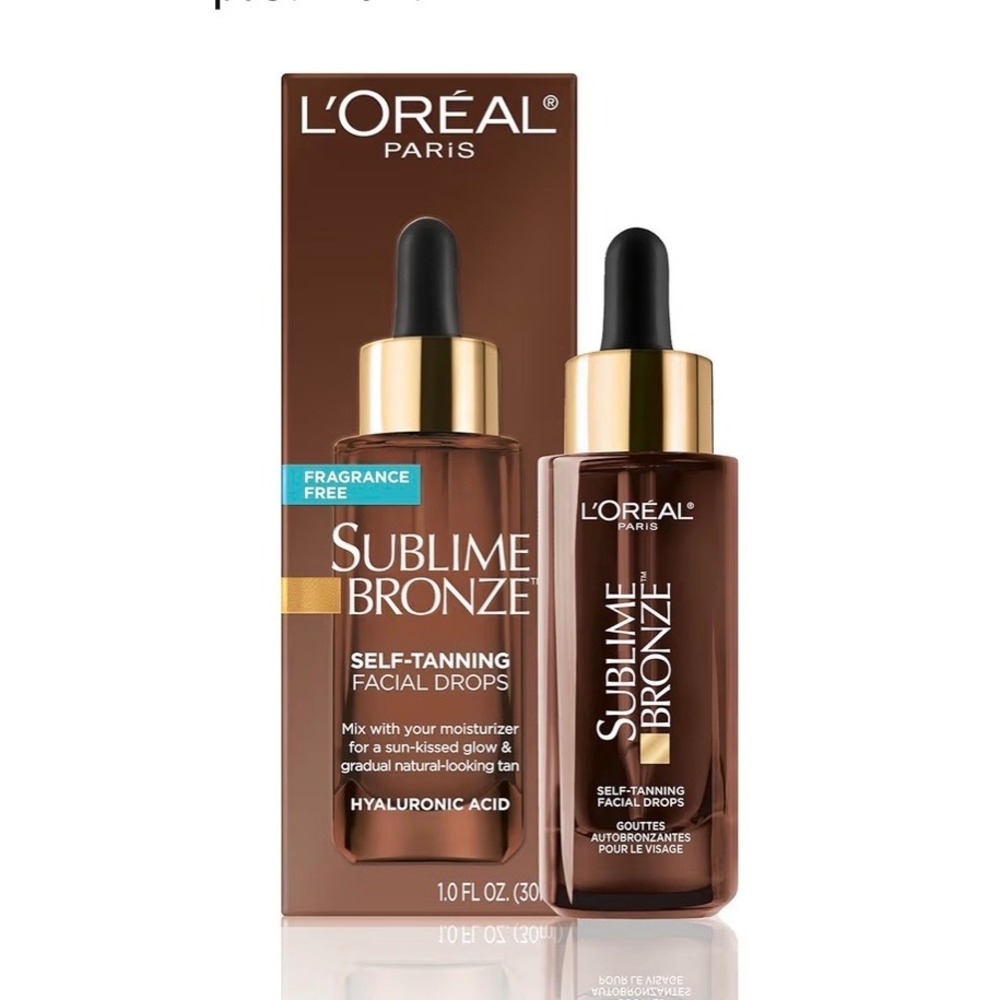 L'Oreal Paris Self-Tanning Facial Drops Sublime Bronze Hyaluronic Acid 1 oz New
